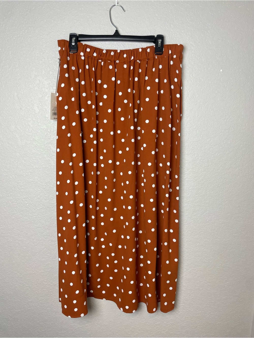 bnwt! a new day Rust Polka Dot Maxi Skirt with pockets! Size L - Picture 7 of 9